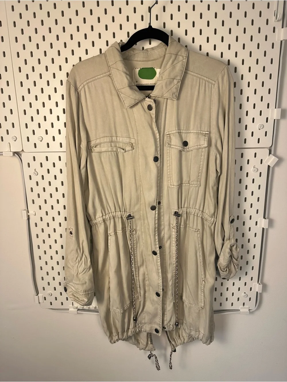 Anthropologie Manto Field‎ Jacket, Khaki Size Large Lightweight Drawstring Waist